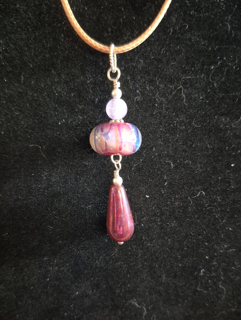 Sterling Amethyst & Lampwork Glass Pendant By Sapphireskies